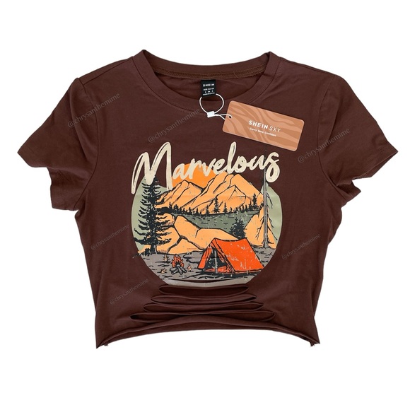 NWT • Printed Crop Cut Out Tee - Picture 3 of 11